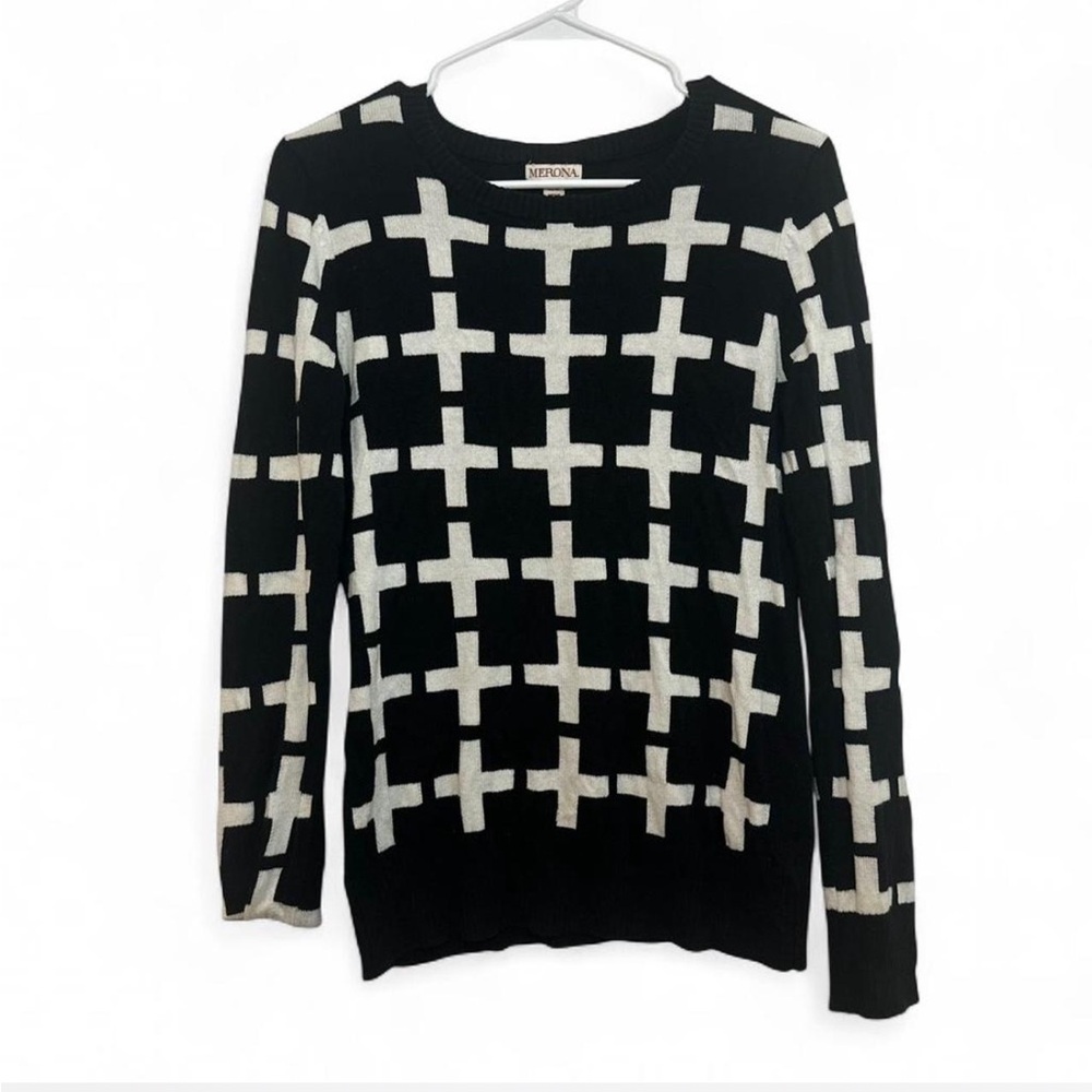 Merona—Black and White Cross Pattern Sweater